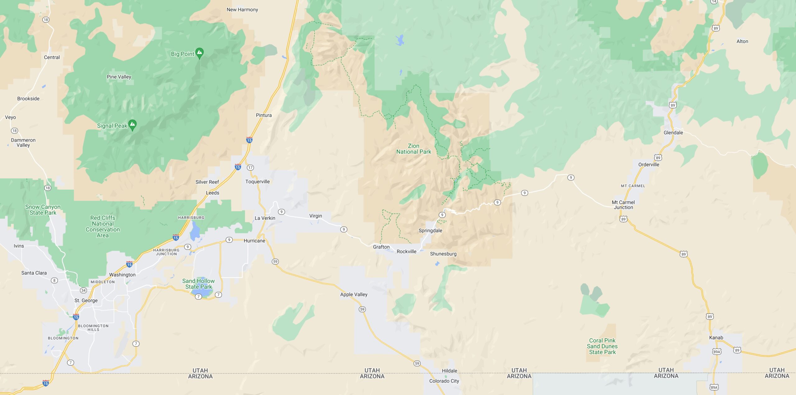 Southern Utah Service areas map