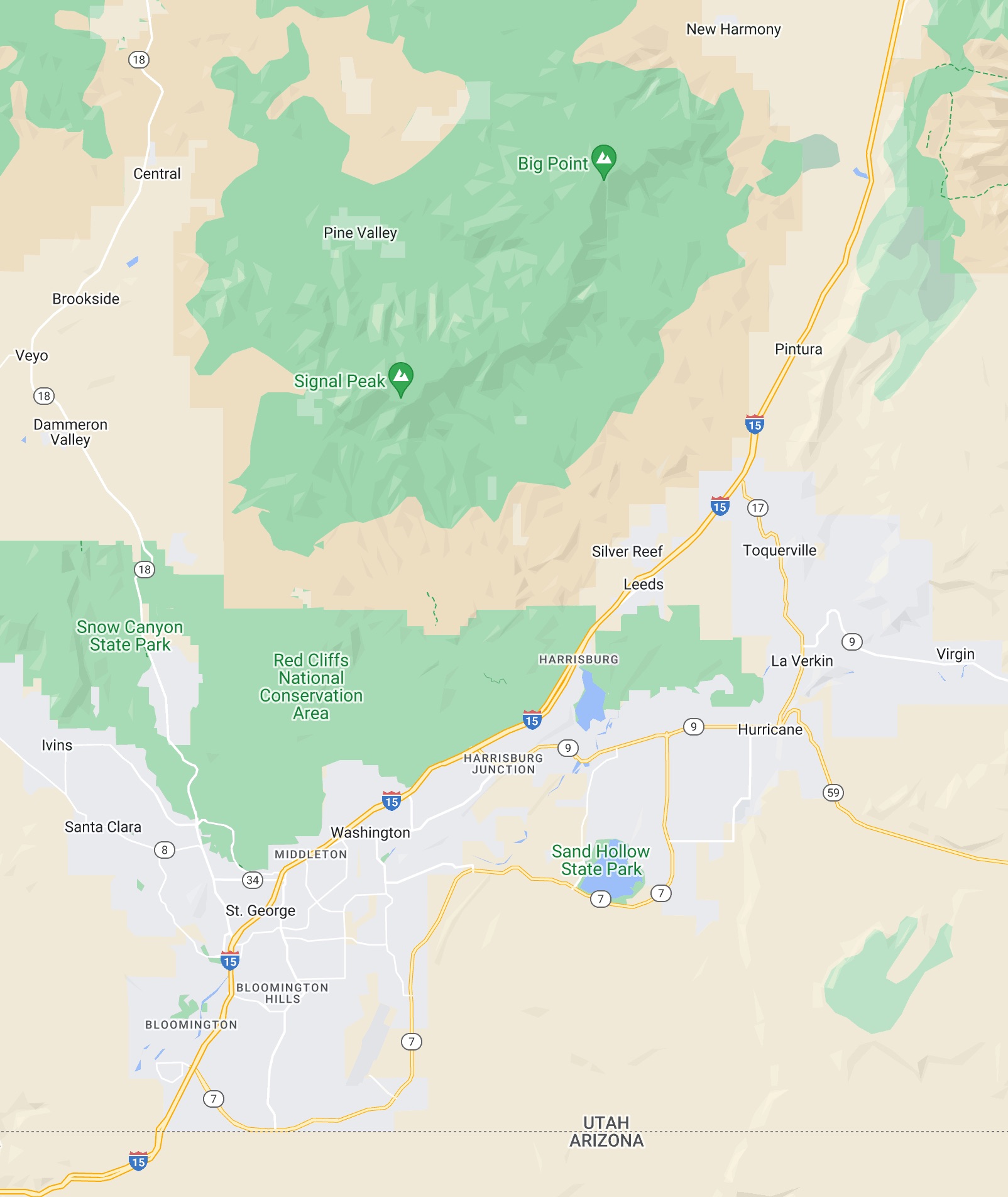Service Areas in Southern Utah