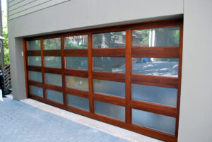 Wooden Garage Door with Glass Panels