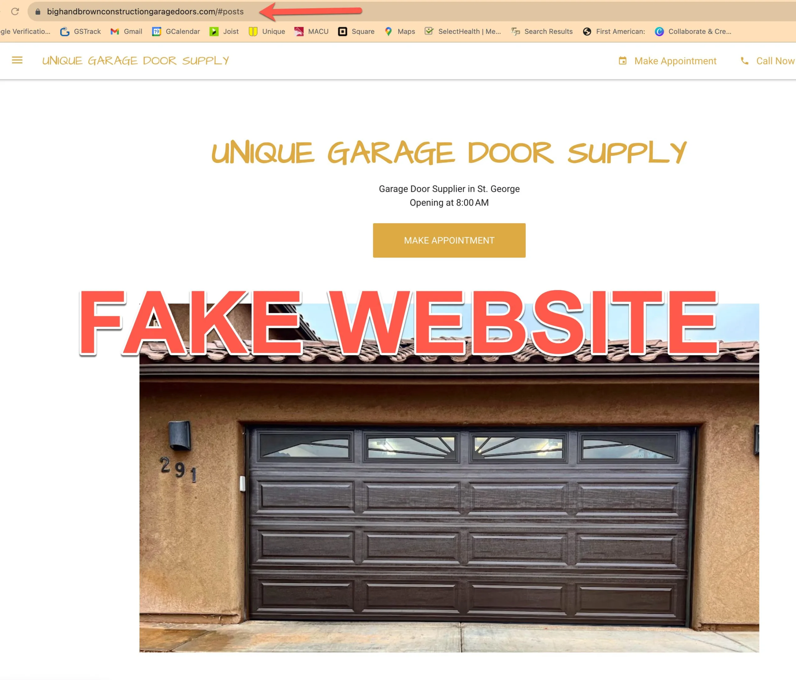 Unique Garage Door - Fake Website