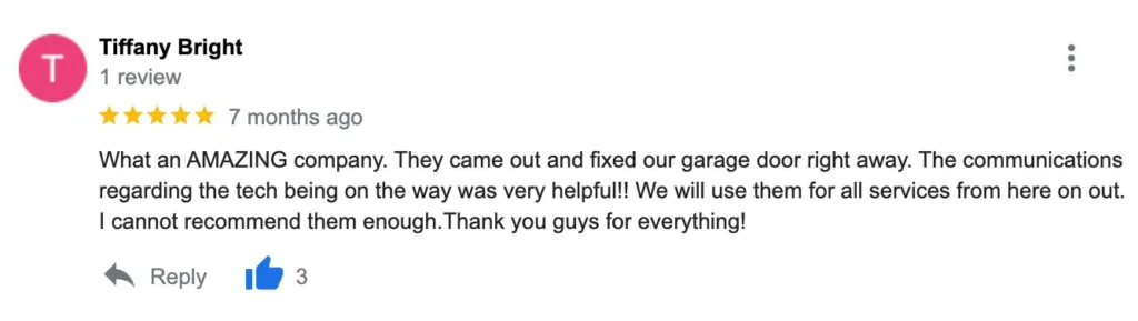Google Review from Tiffany B.
