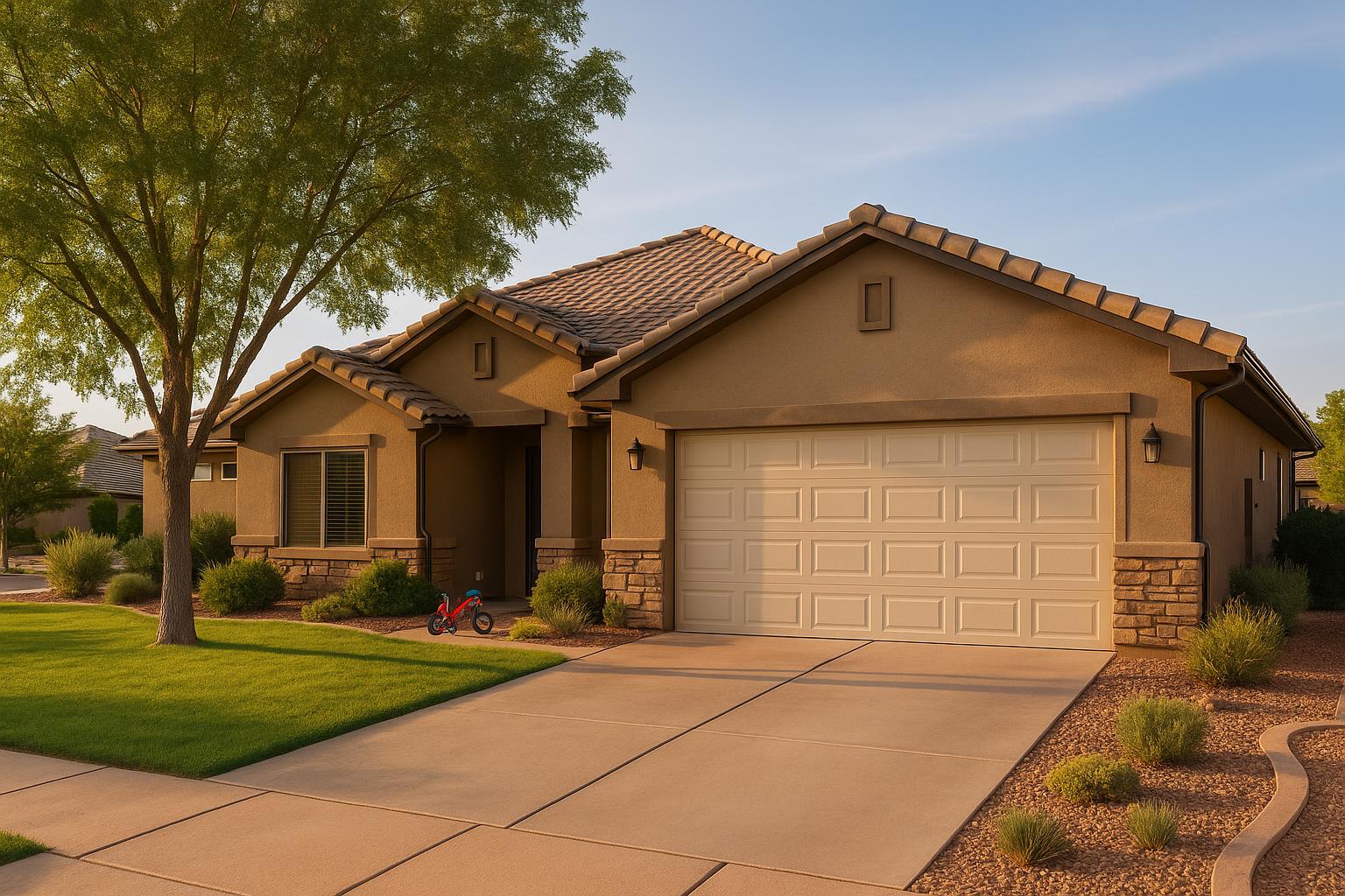 Well-maintained Little Valley St George home with pristine garage door, family-friendly neighborhood