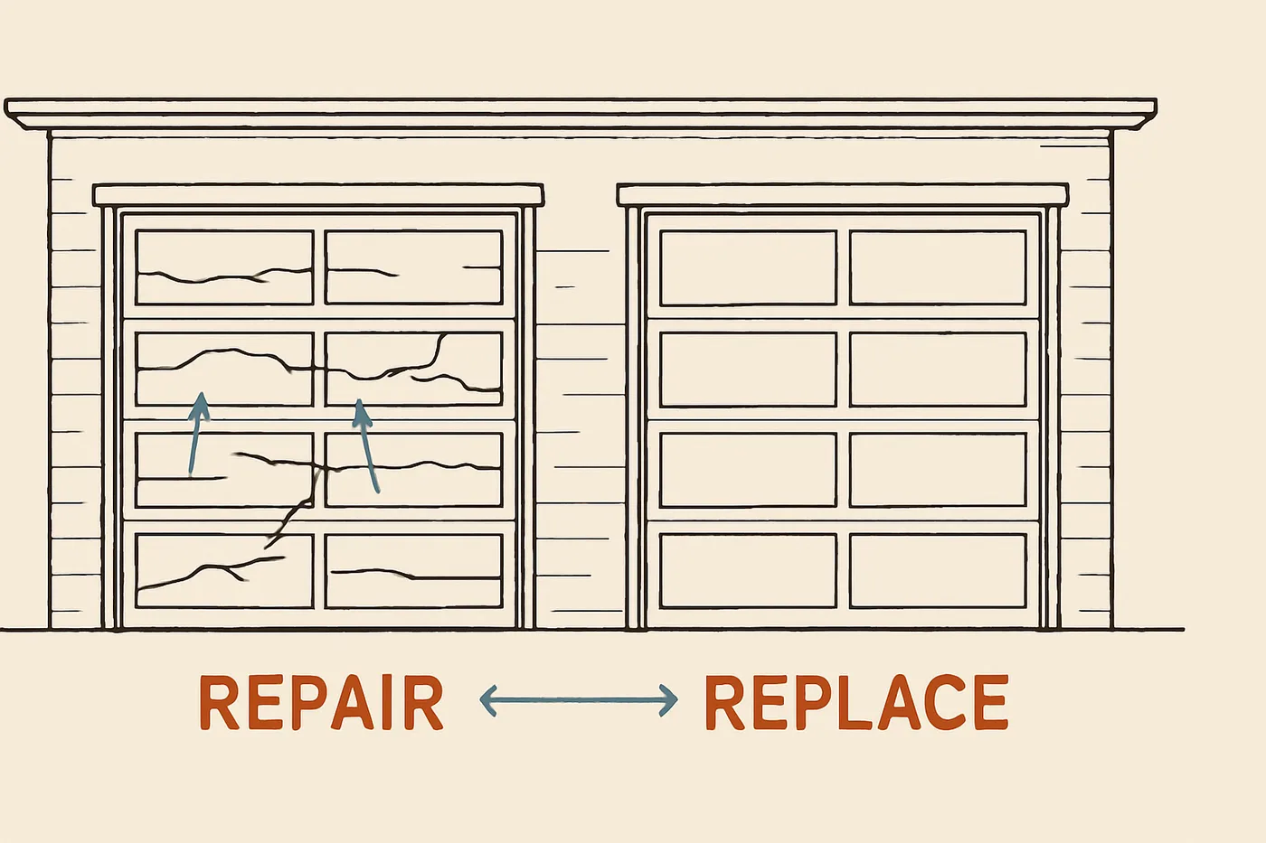 Editorial photo for when to replace vs repair garage door