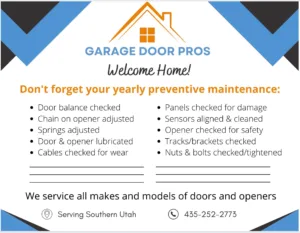 Garage Door Welcome Home Checklist