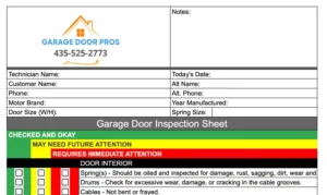 Garage Door Inspection Checklist